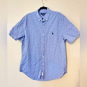 US Polo Association Button Up Blue Short Sleeve Size XL